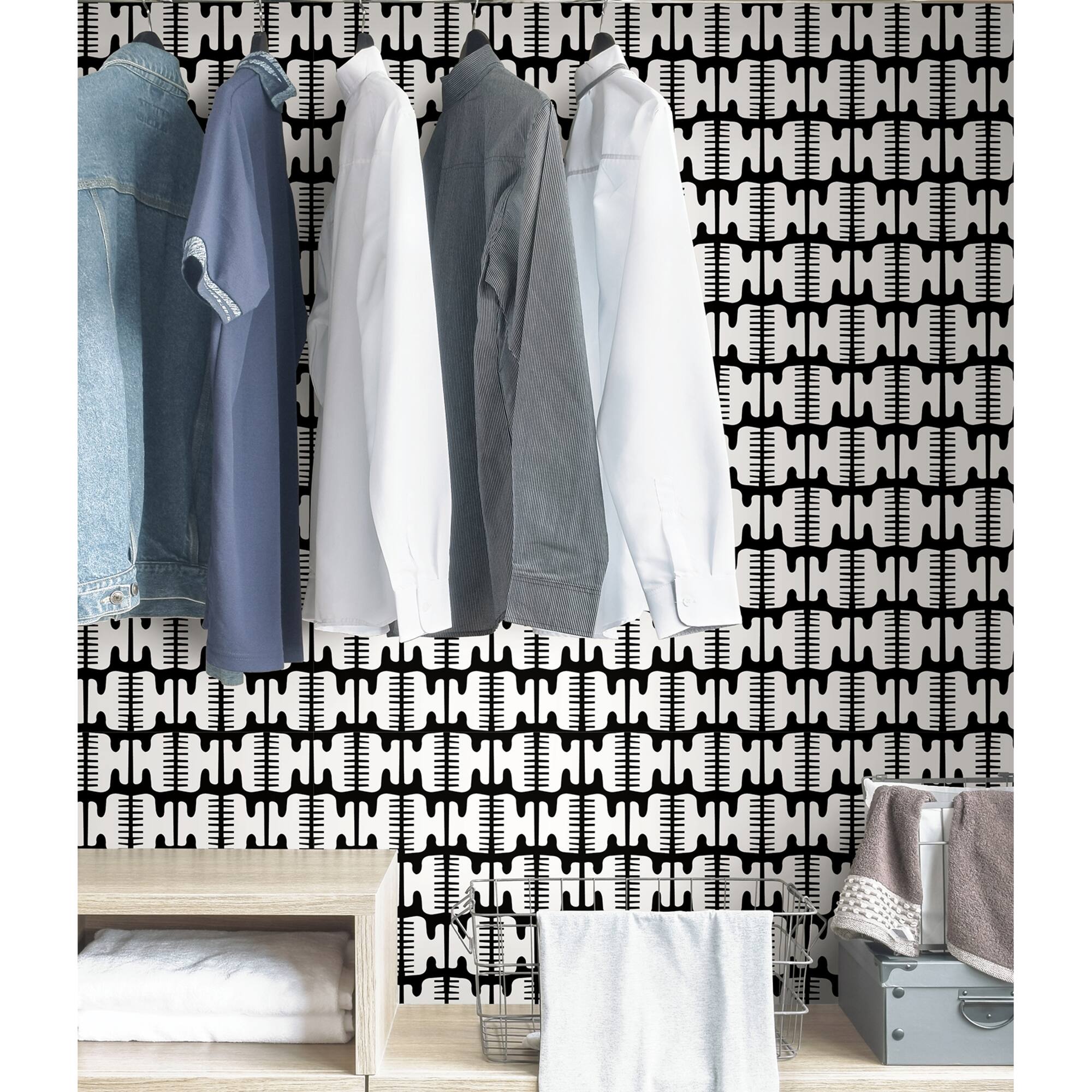 NuWallpaper Black Pepper Paperie Shift Peel & Stick Wallpaper